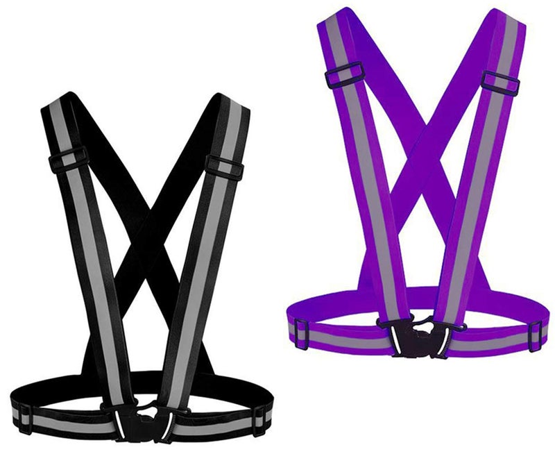 Chiwo Reflective Vest Running Gear 2Pack, High Visibility Adjustable Safety Vest for Night Cycling,Hiking, Jogging,Dog Walking, Construction safe (Blank Purple) - Image 1